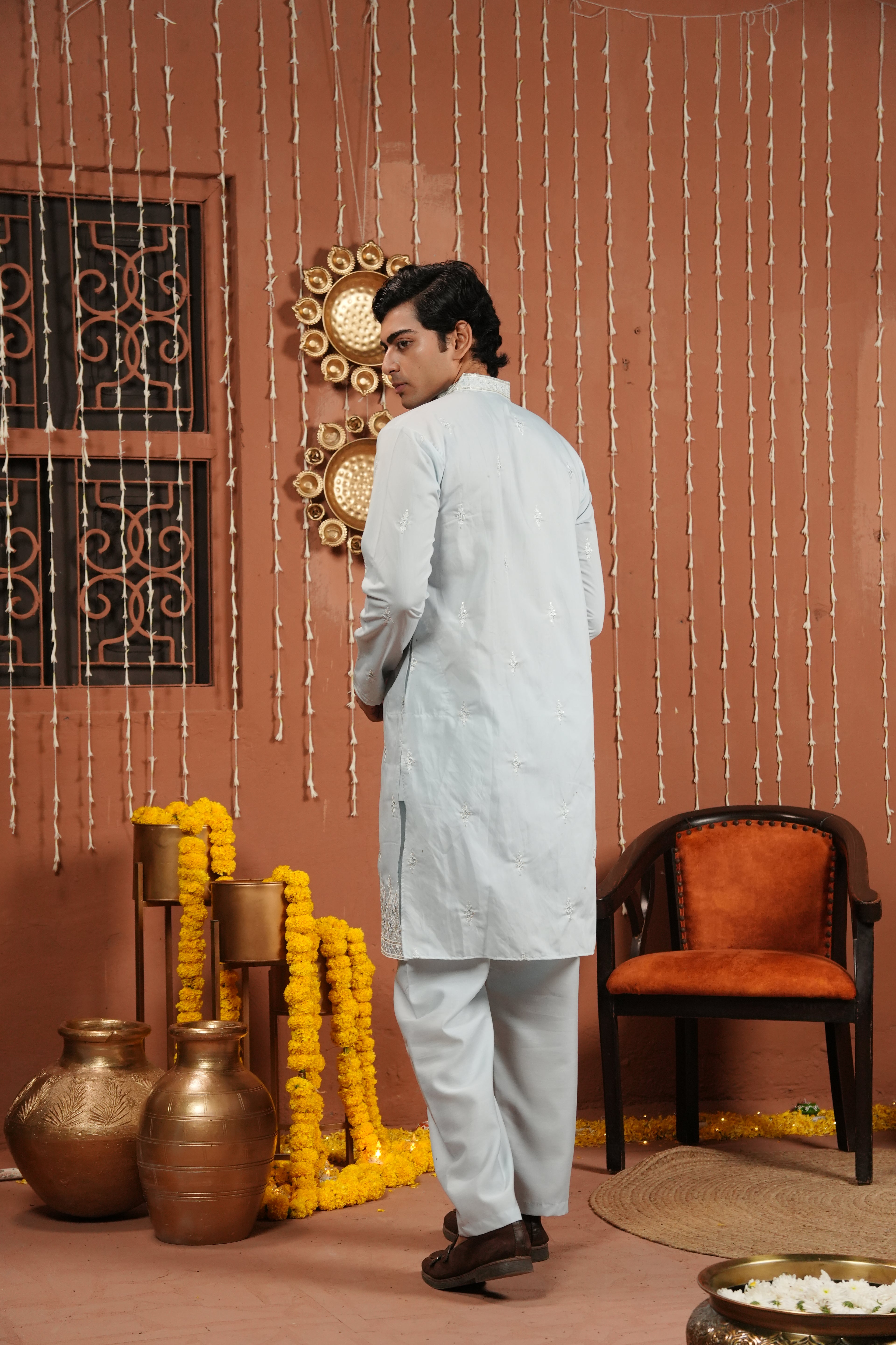Celeste Aura — Embroidered Silk Kurta