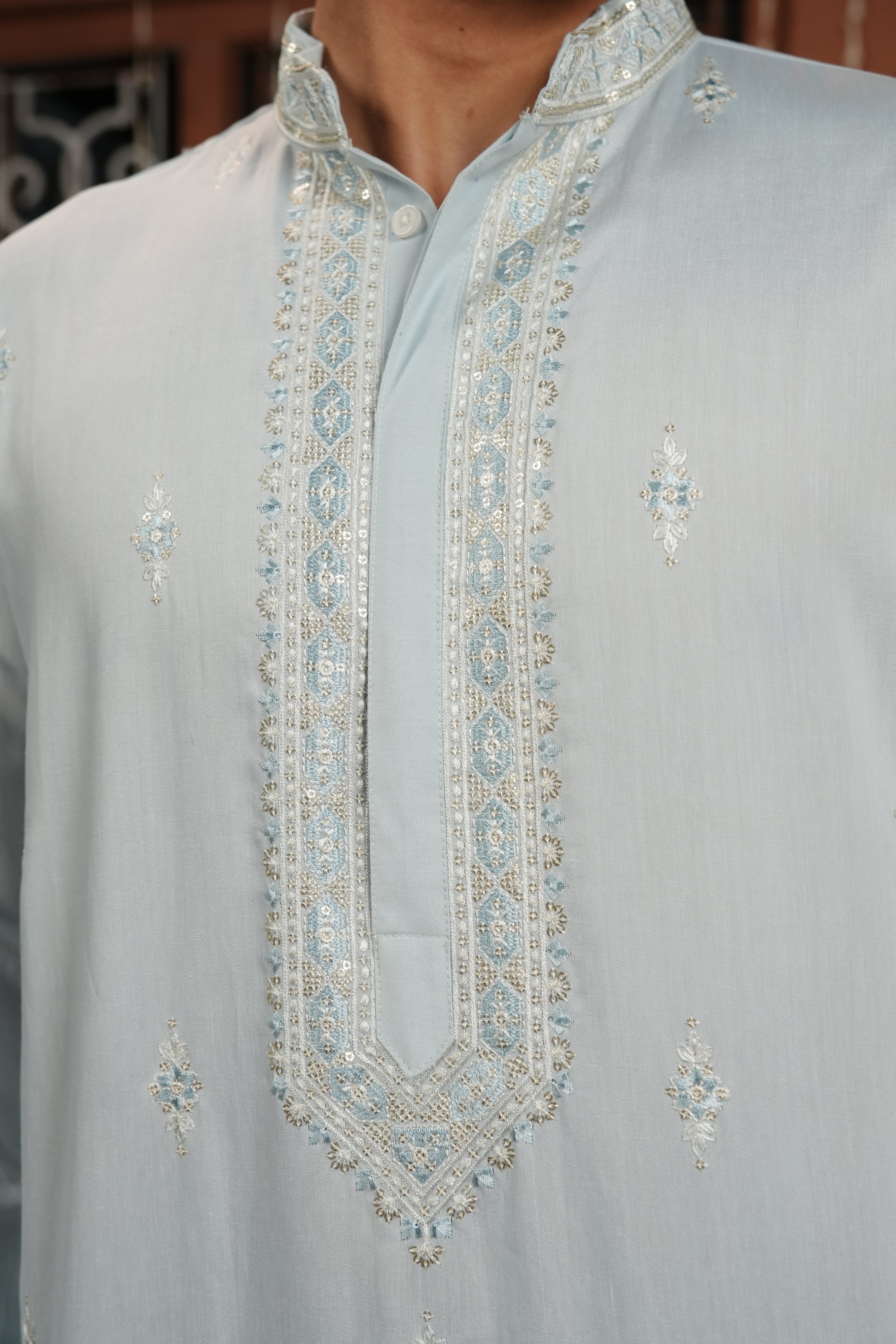 Celeste Aura — Embroidered Silk Kurta