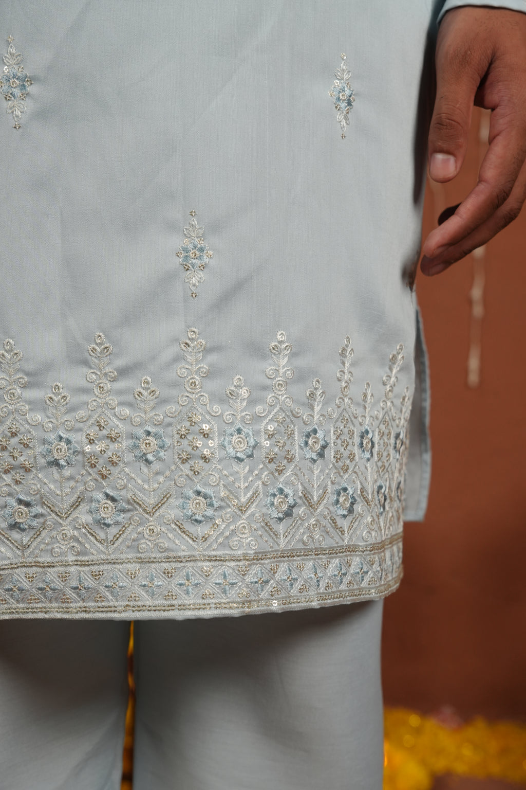 Celeste Aura — Embroidered Silk Kurta