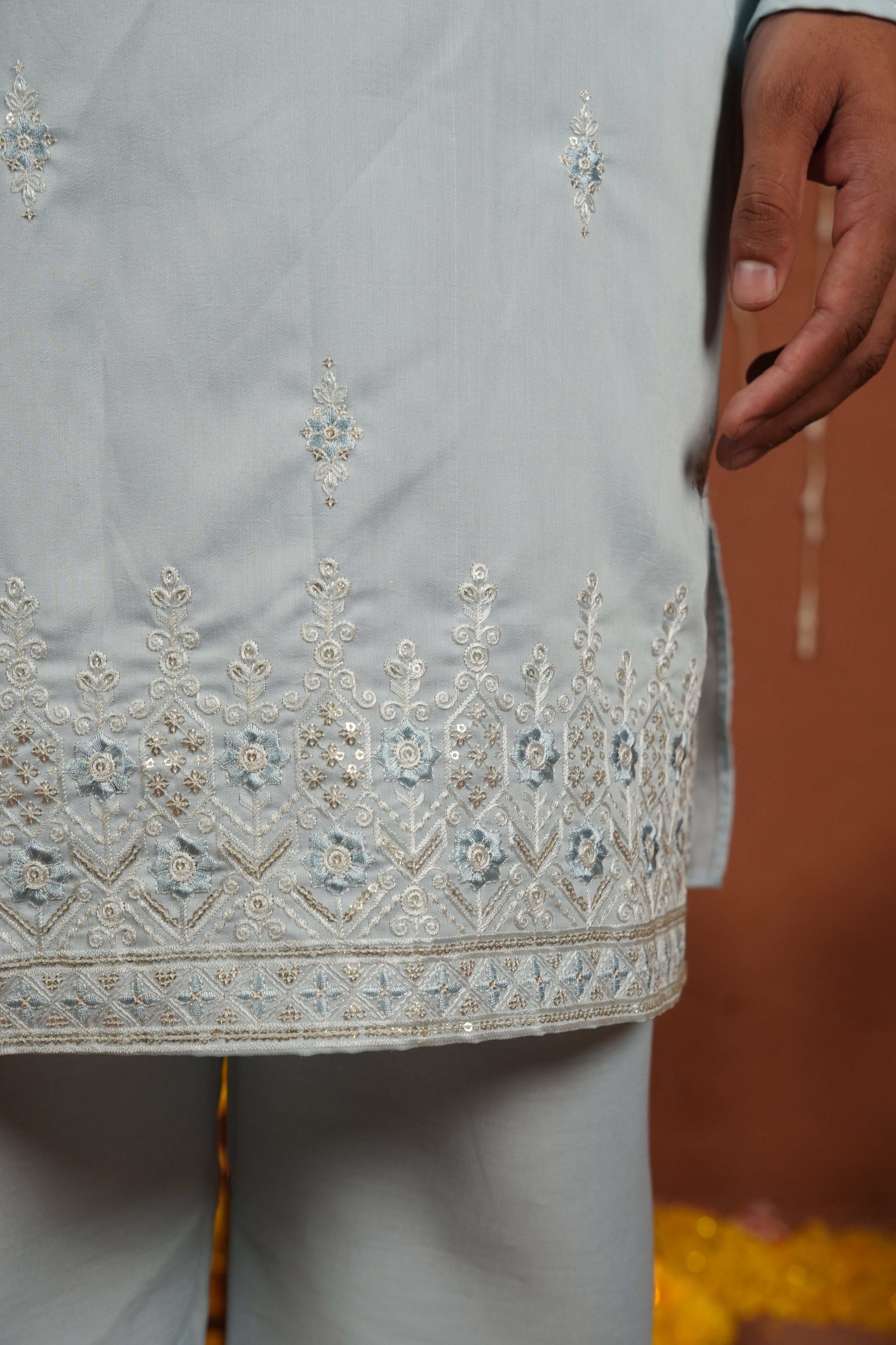 Celeste Aura — Embroidered Silk Kurta