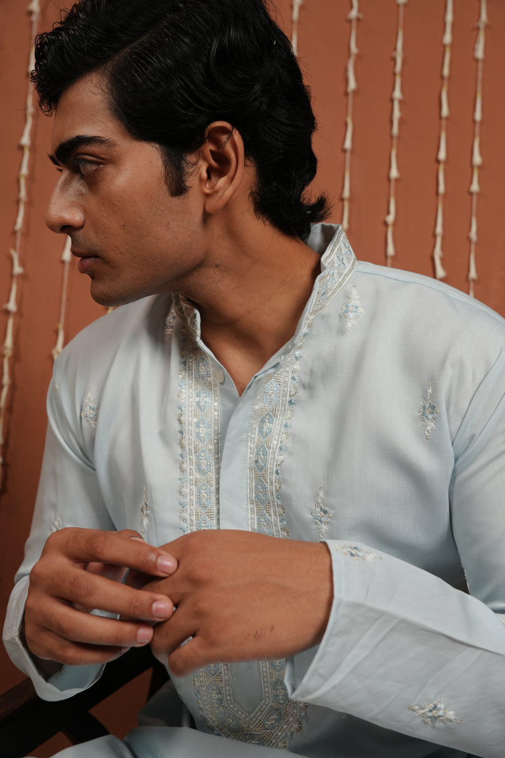 Celeste Aura — Embroidered Silk Kurta