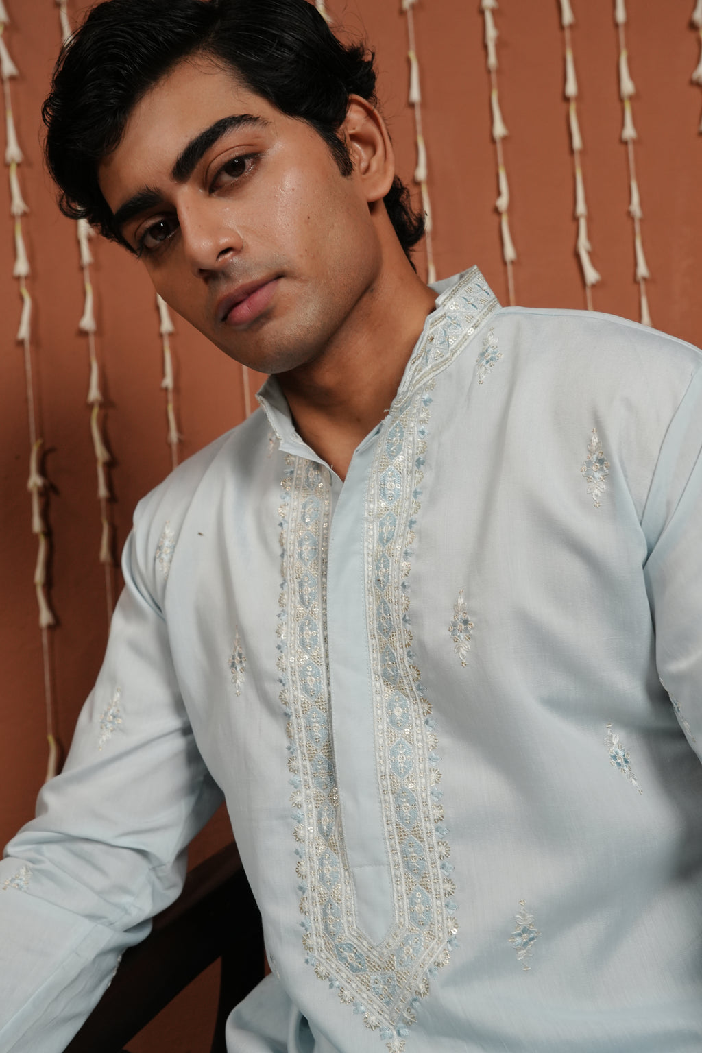 Celeste Aura — Embroidered Silk Kurta