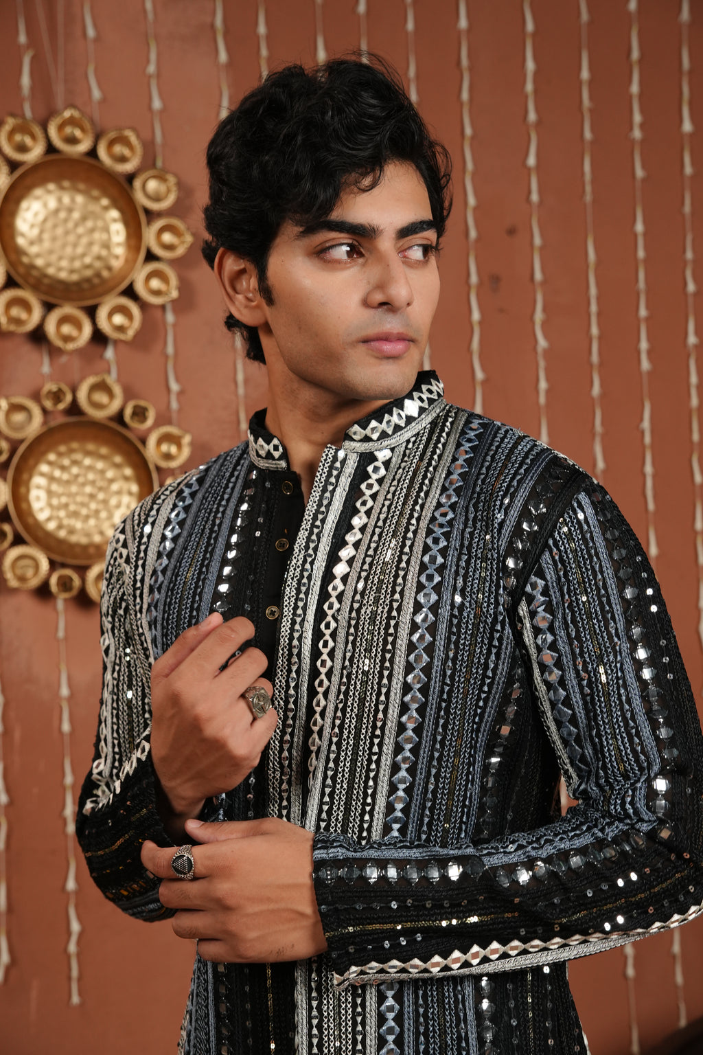Midnight Black Noir Georgette Kurta
