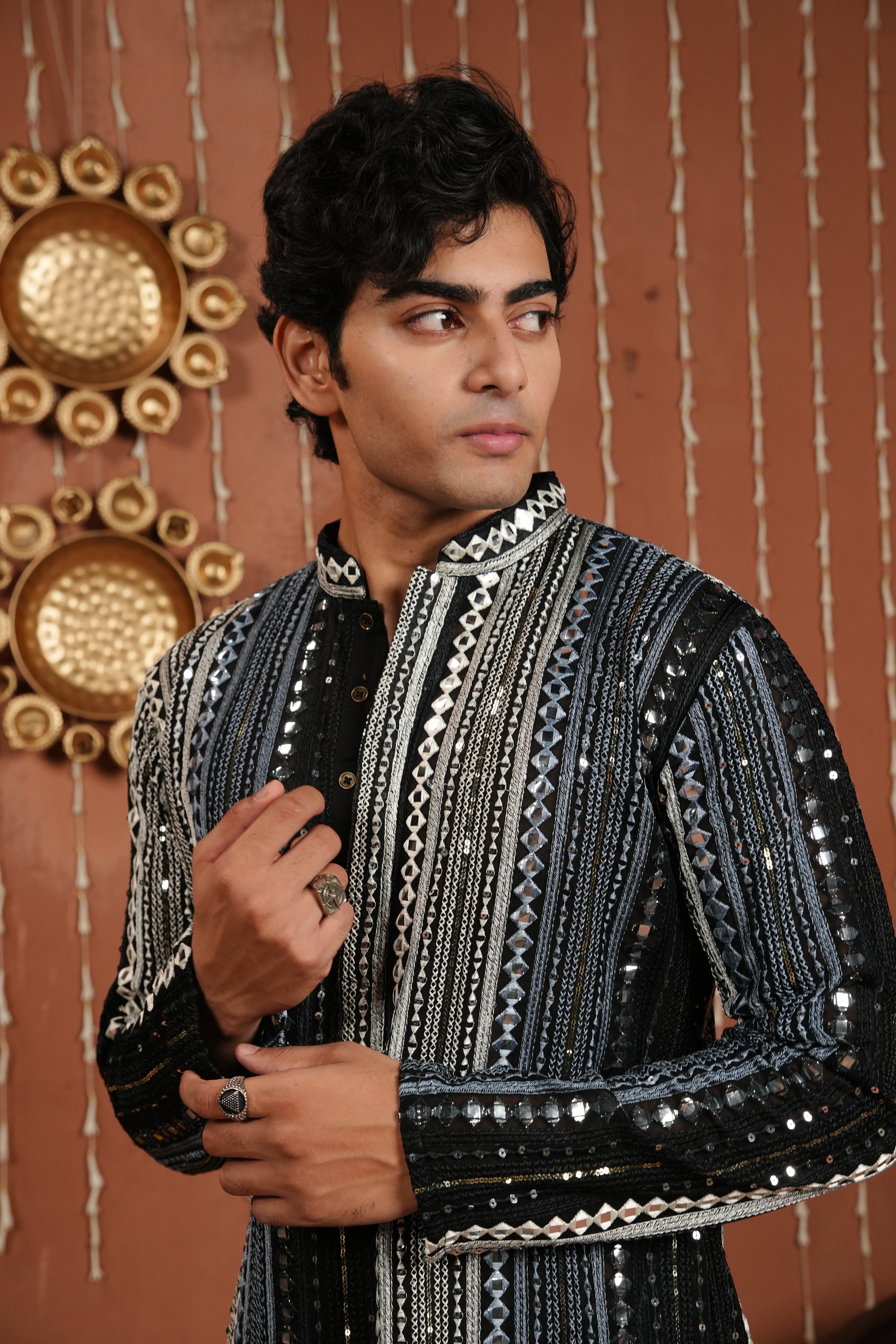 Midnight Black Noir Georgette Kurta