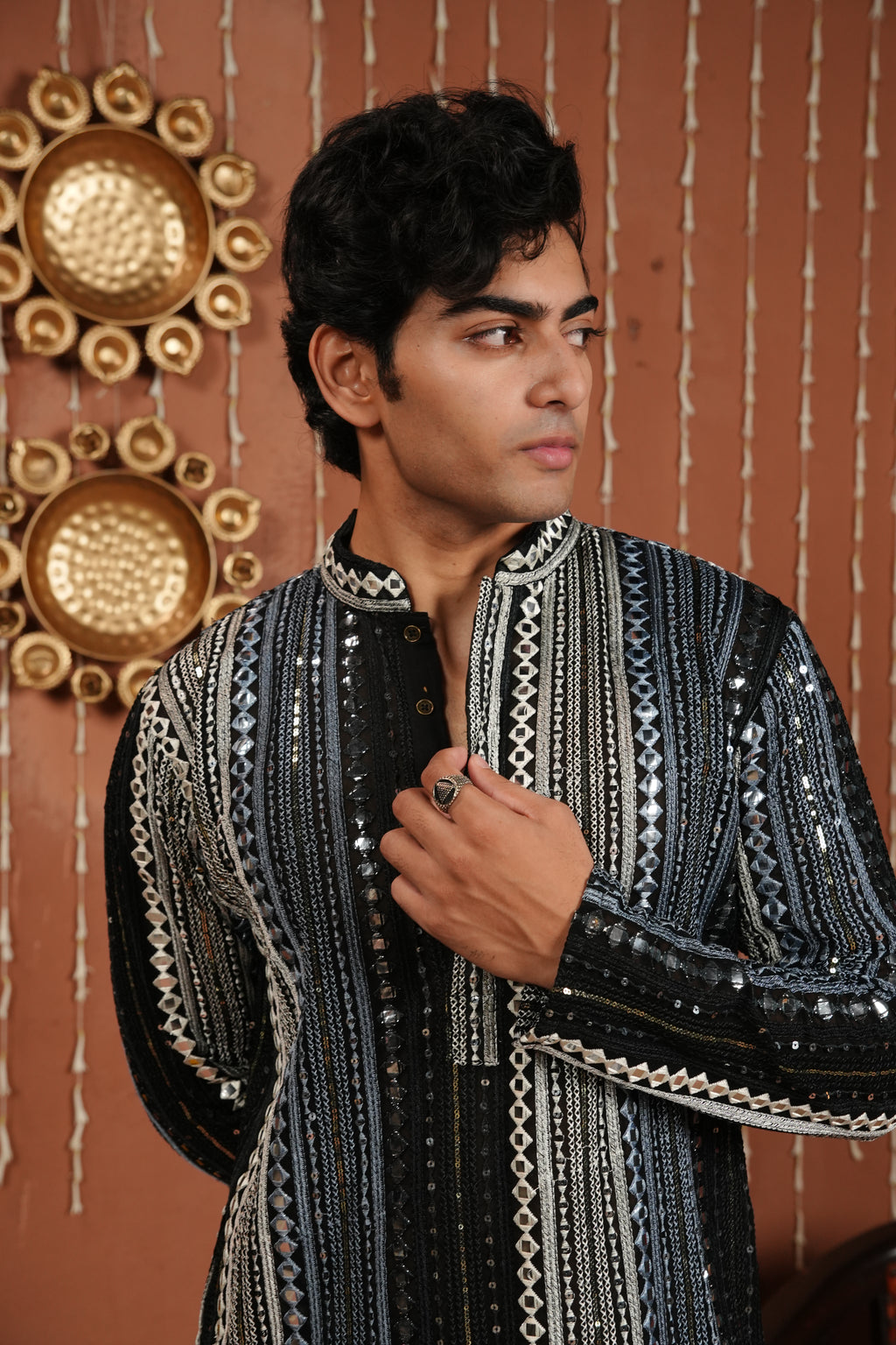 Midnight Black Noir Georgette Kurta
